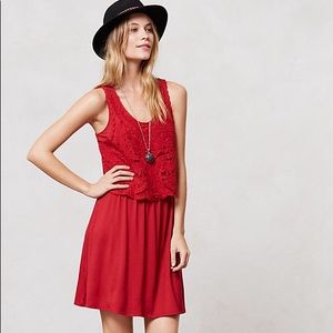 Anthropologie Red Crochet Dress